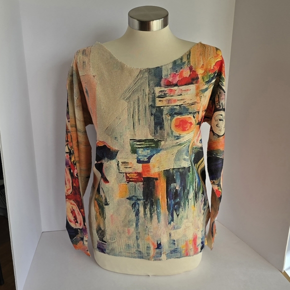 Women sweater edgy neckline blouse - Picture 4 of 9